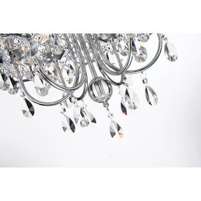 Lustre tambour rond à perles avec cristaux suspendus