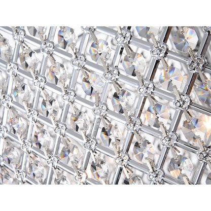 Lustre tambour rond à perles avec cristaux suspendus