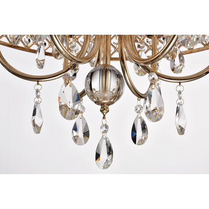 Lustre tambour rond à perles avec cristaux suspendus