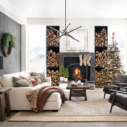 Lustre LED moderne en aluminium noir et or de style Sputnik, suspension linéaire pour salon/salle à manger/cuisine