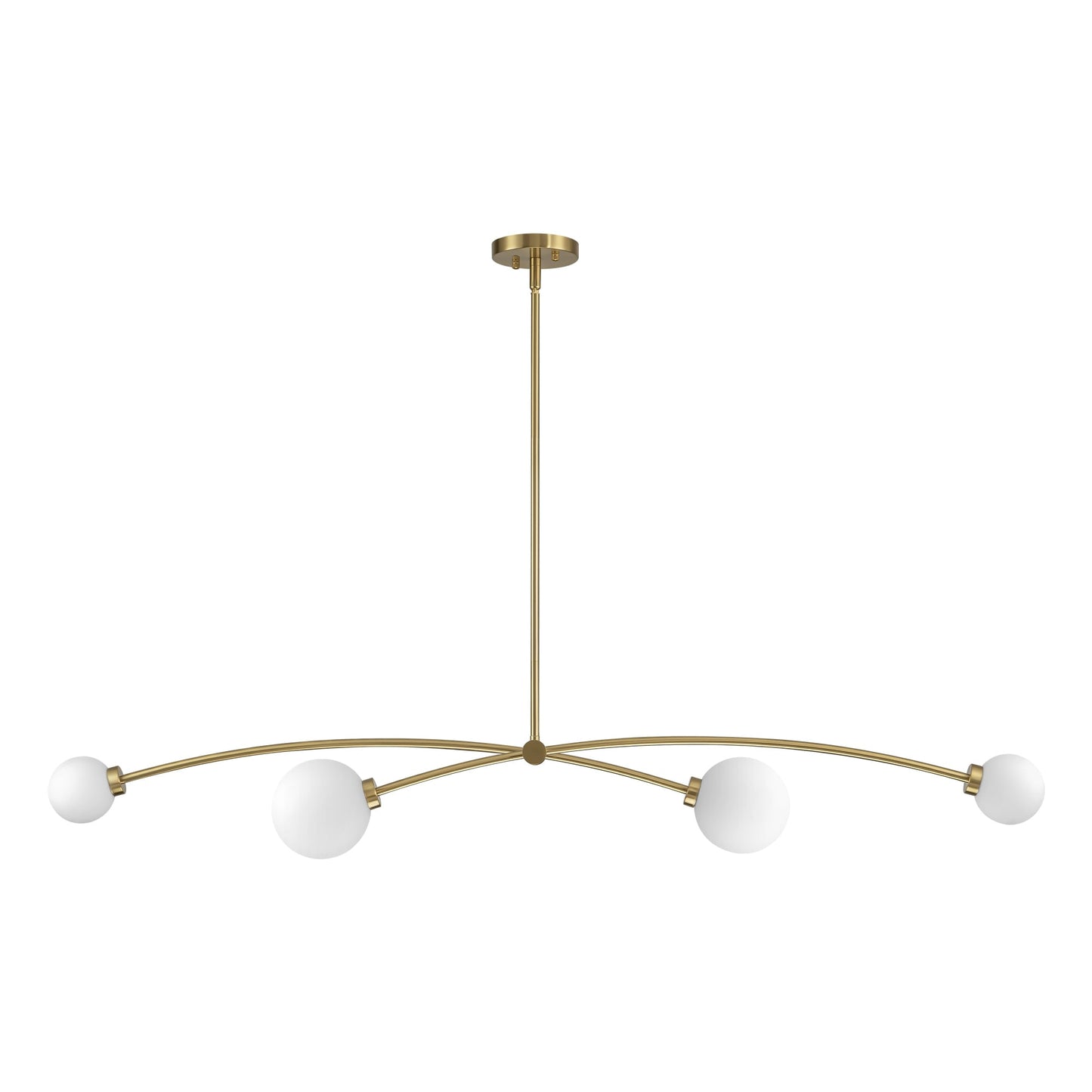 Suspension Sputnik linéaire moderne dorée à 4 lumières, style épuré, idéale pour îlot central ou salle à manger - 130 cm (L) x 28 cm (P) x 15 cm (H)