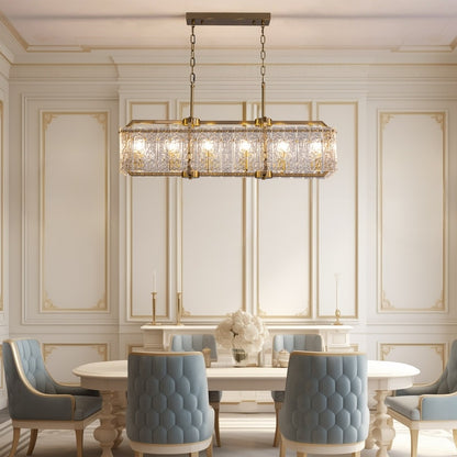 Lustre rectangulaire moderne linéaire en cristal de 101,6 cm (40 po), 16 lumières, laiton doré, idéal pour salle à manger, salon ou îlot de cuisine.