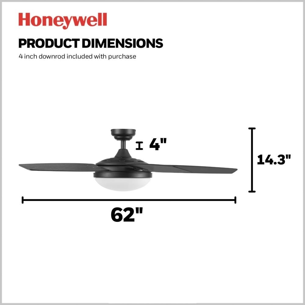 Ventilateur de plafond Honeywell Carmel 48 pouces avec lumière intégrée et télécommande