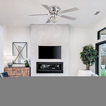 Ventilateur de plafond moderne réversible à 5 pales en cristal de 48 pouces avec télécommande