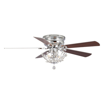 Ventilateur de plafond moderne réversible à 5 pales en cristal de 48 pouces avec télécommande