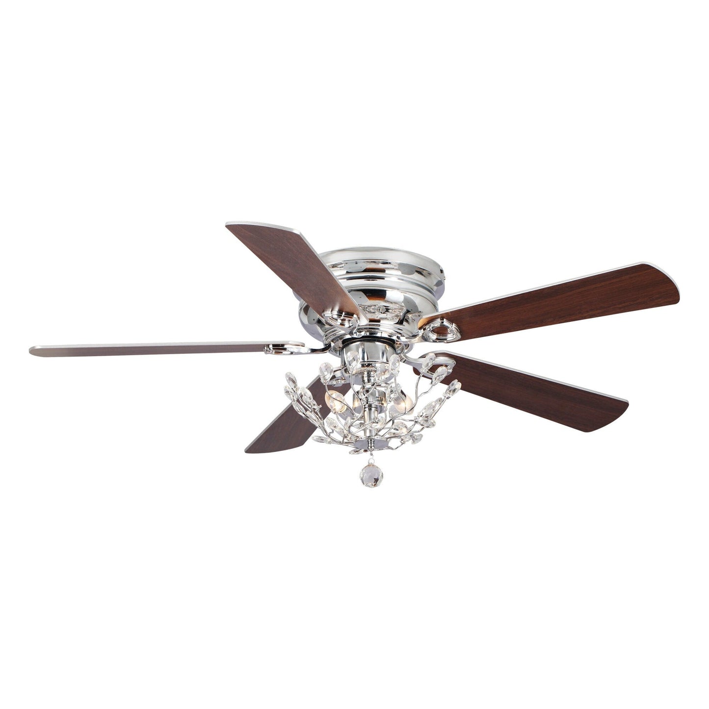 Ventilateur de plafond moderne réversible à 5 pales en cristal de 48 pouces avec télécommande