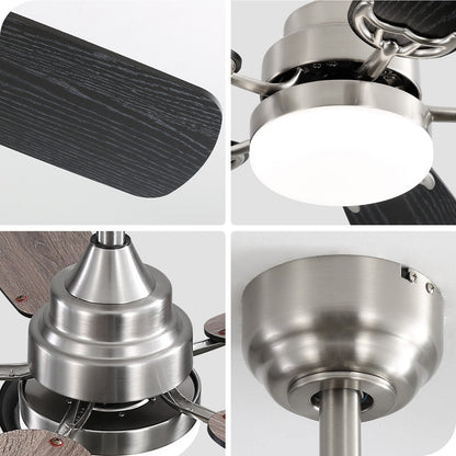 Ventilateur de plafond LED intégré 48 et 52 pouces avec éclairage et télécommande, moteur CC réversible