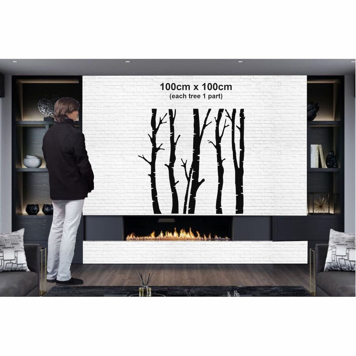 5 décorations murales en métal représentant des arbres séchés, pour la maison et l'extérieur.