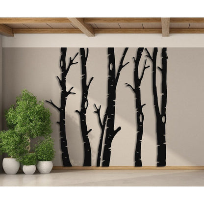 5 décorations murales en métal représentant des arbres séchés, pour la maison et l'extérieur.