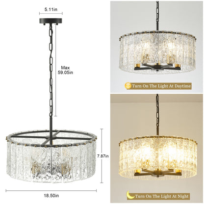 Lustre moderne rond à 5 lumières, style tambour, plafonnier semi-encastré classique, suspension pour îlot de cuisine ou salle à manger