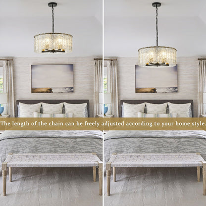 Lustre moderne rond à 5 lumières, style tambour, plafonnier semi-encastré classique, suspension pour îlot de cuisine ou salle à manger