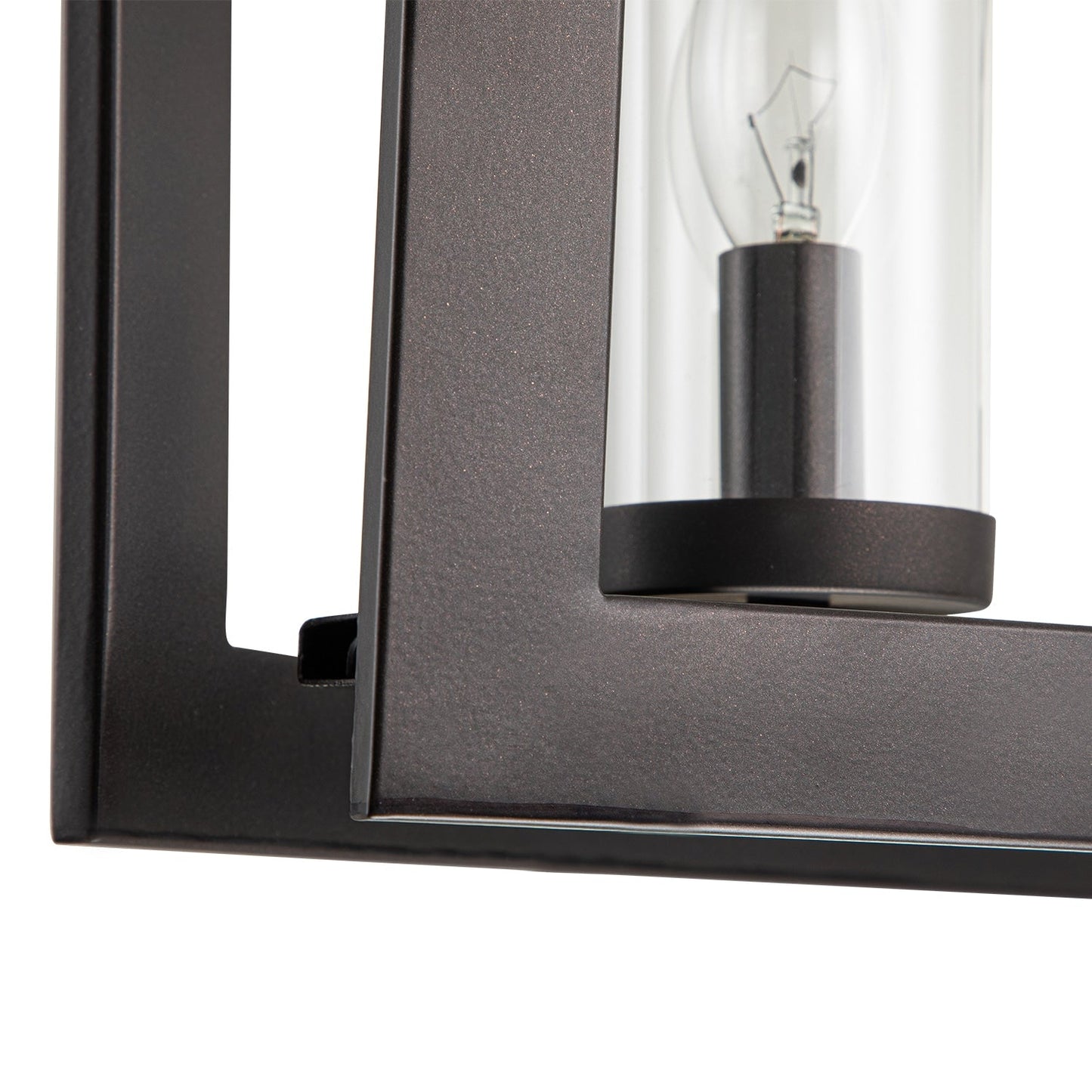 Lustre linéaire industriel moderne à 5 lumières pour salle à manger, style campagnard, cylindre en verre transparent, luminaires pour îlot de cuisine