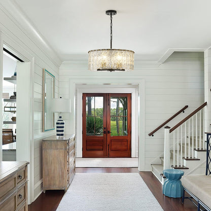 Lustre moderne rond à 5 lumières, style tambour, plafonnier semi-encastré classique, suspension pour îlot de cuisine ou salle à manger