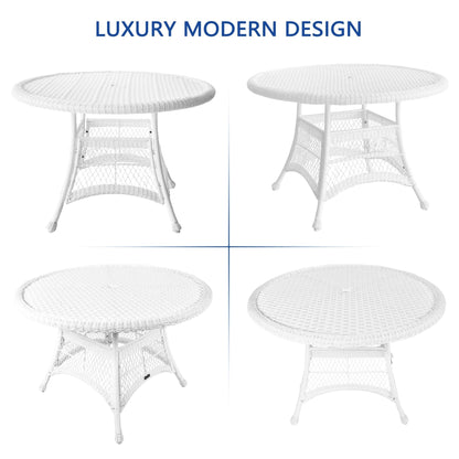 Ensemble de salle à manger 5 pièces en résine tressée blanche