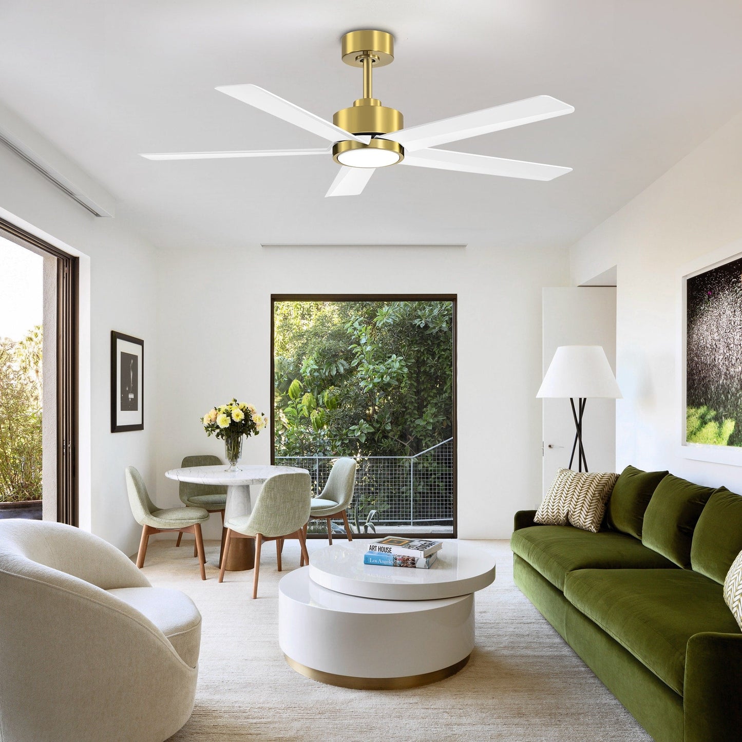 Ventilateur de plafond Breezary 65/52/42 à 5 pales avec éclairage LED, télécommande incluse.