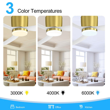 Ventilateur de plafond encastré noir/blanc de 52 pouces avec télécommande et éclairage LED (3 pales)