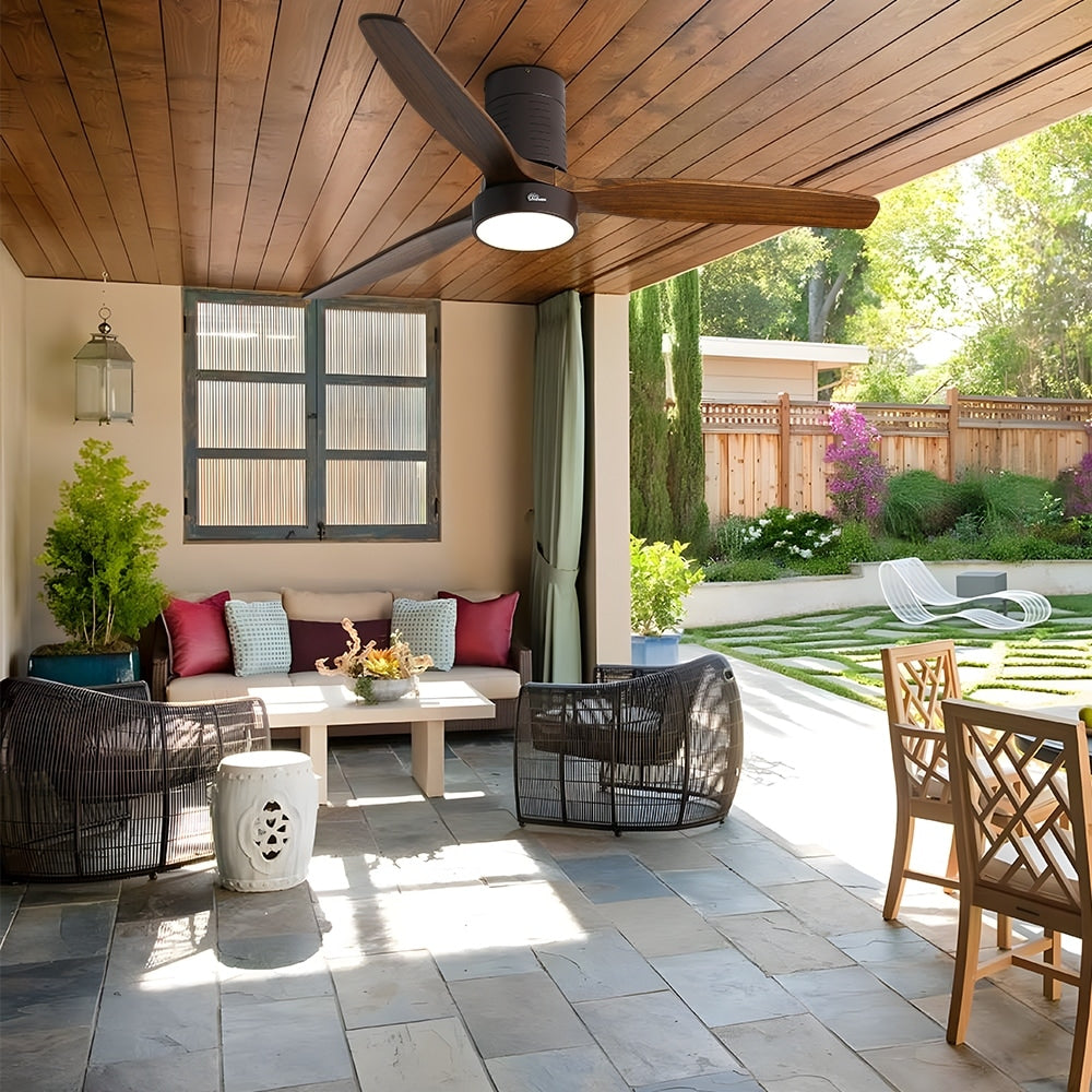 Ventilateur de plafond encastré de style campagnard de 132 cm (52 ​​pouces) avec lumière et télécommande, moteur CC réversible