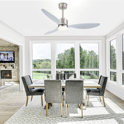 Ventilateur de plafond LED 52 pouces avec télécommande et éclairage (3 pales)