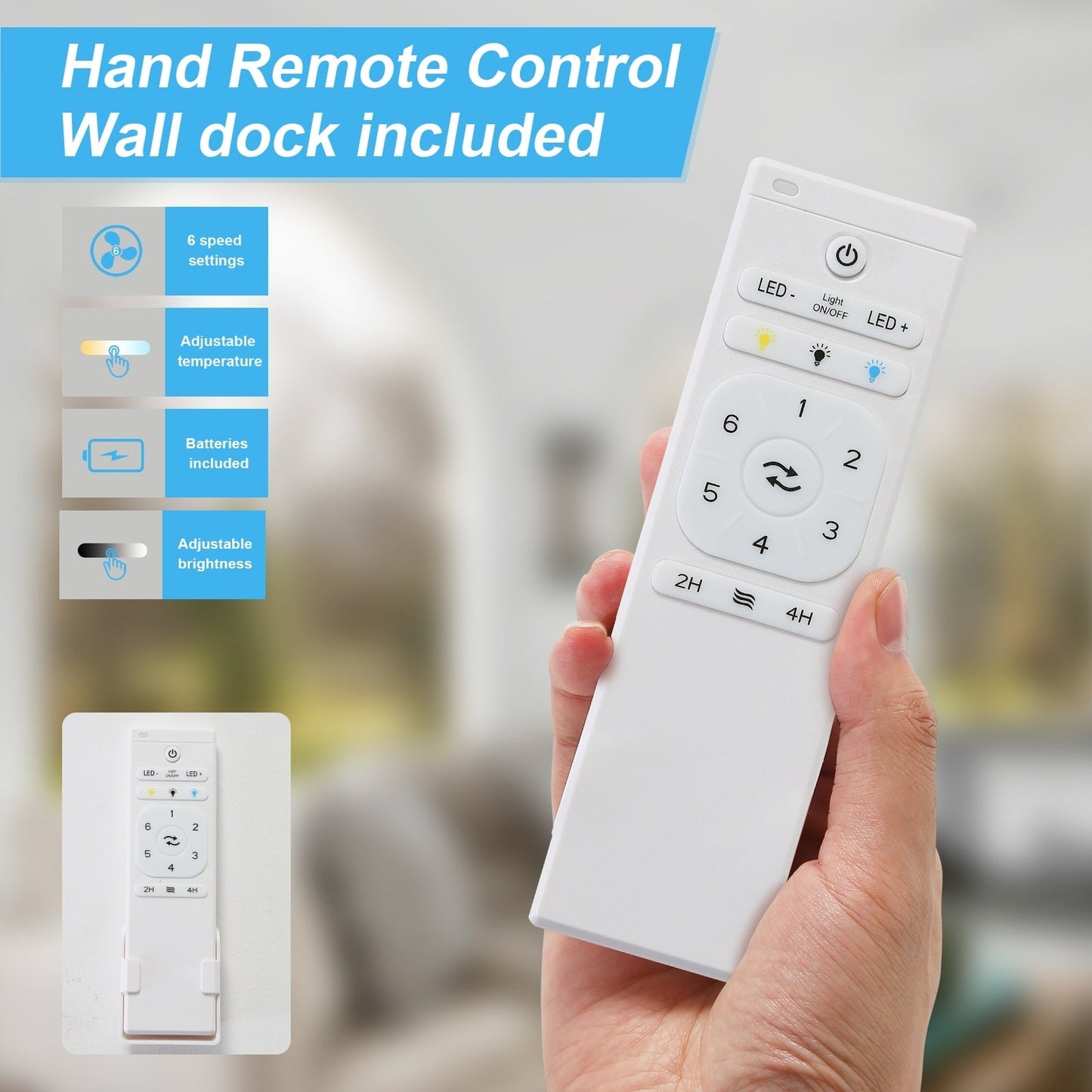 Ventilateur de plafond d'intérieur Sofucor 52 en bois avec éclairage intégré et télécommande (en option).