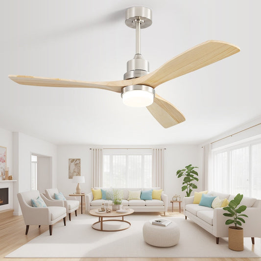 Ventilateur de plafond d'intérieur Sofucor 52 en bois avec éclairage intégré et télécommande (en option).