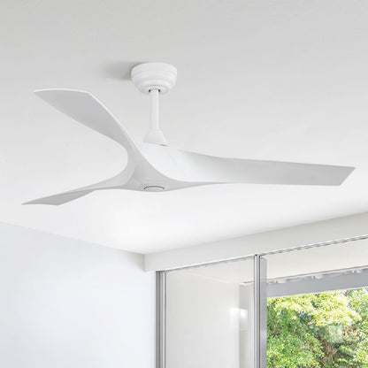 Ventilateur de plafond moderne de 132 cm (52 ​​pouces) en bois massif et ABS avec télécommande (sans éclairage), 6 vitesses de ventilation et flux d'air réversible.