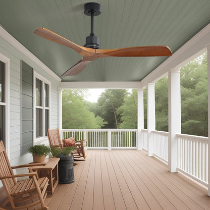 Ventilateur de plafond moderne de 132 cm (52 ​​pouces) en bois massif et ABS avec télécommande (sans éclairage), 6 vitesses de ventilation et flux d'air réversible.