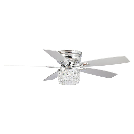 Ventilateur de plafond encastré 52 pouces en chrome cristal avec kit d'éclairage et télécommande