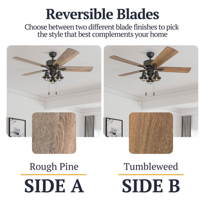 Ventilateur de plafond LED style ferme 52 pouces Prominence Home Sivan Bronze avec télécommande et éclairage