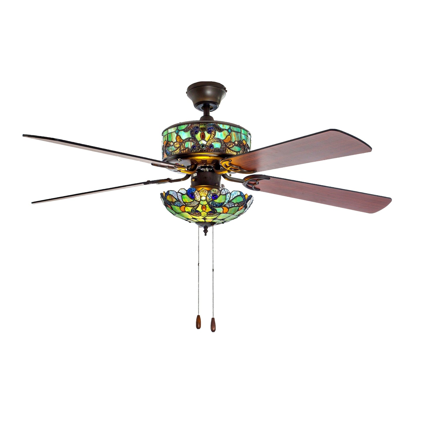 Ventilateur de plafond Copper Grove Guasipati 52 pouces style Tiffany Magna Carta - 52 po L x 52 po l x 16,5 po
