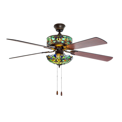 Ventilateur de plafond Copper Grove Guasipati 52 pouces style Tiffany Magna Carta - 52 po L x 52 po l x 16,5 po