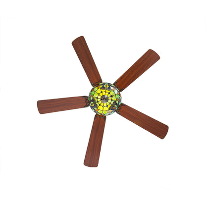Ventilateur de plafond Copper Grove Guasipati 52 pouces style Tiffany Magna Carta - 52 po L x 52 po l x 16,5 po