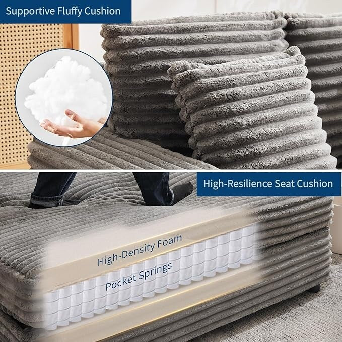 Canapé-lit rembourré de 137 cm avec coussins et accoudoirs, fauteuil de bar surdimensionné d'intérieur, canapé-lit confortable en velours côtelé