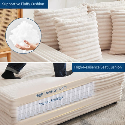 Canapé-lit rembourré de 137 cm avec coussins et accoudoirs, fauteuil de bar surdimensionné d'intérieur, canapé-lit confortable en velours côtelé