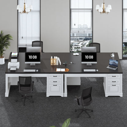 Bureau de direction de style campagnard, bureau à domicile avec tiroir pour dossiers suspendus, support pour écran, prise électrique