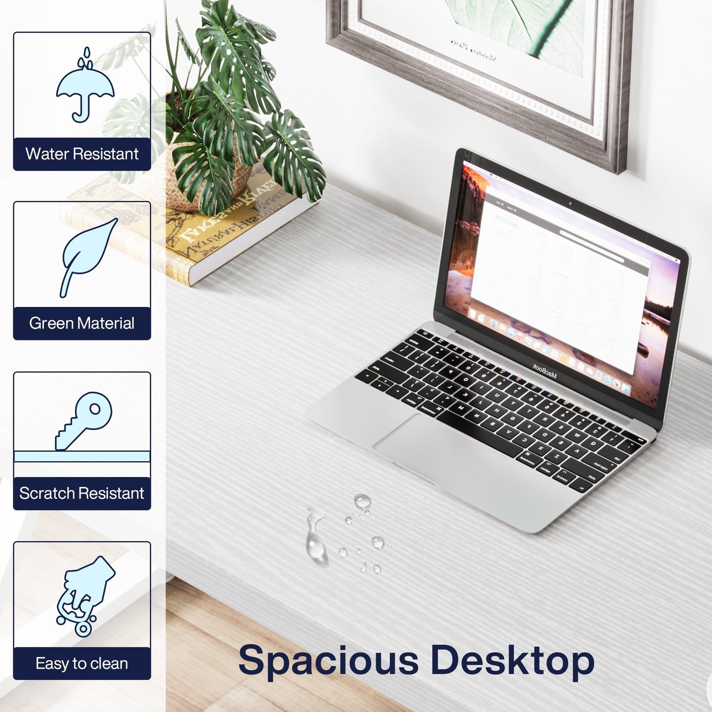 Bureau d'ordinateur robuste de 55 pouces, bureau de bureau