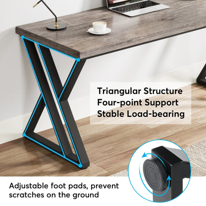 Bureau d'ordinateur robuste de 55 pouces, bureau de bureau