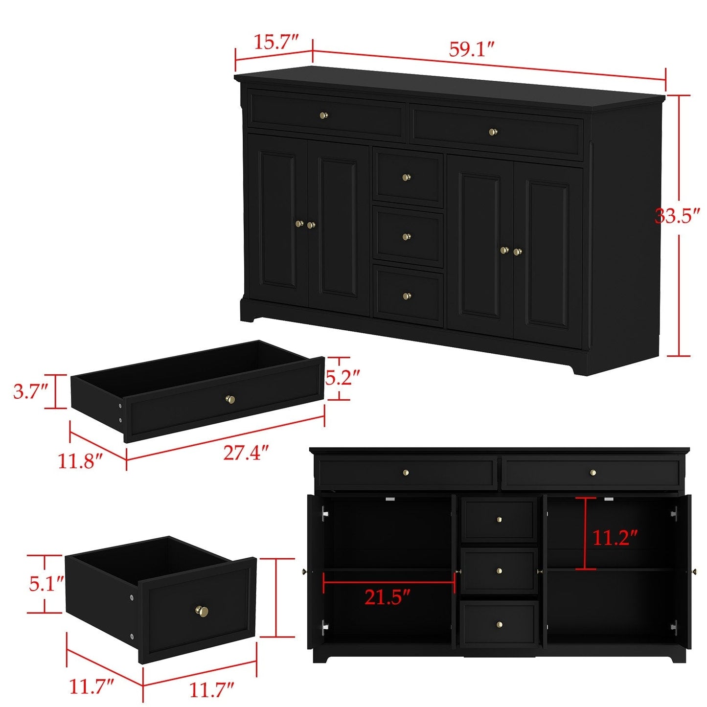 Buffet blanc laqué de style moderne et contemporain du milieu du siècle, 150 cm