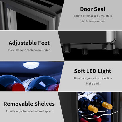 Cave à vin 6 bouteilles (8-19 °C), mini-réfrigérateur à boissons autonome pour l'été, cave à vin avec contrôle de température