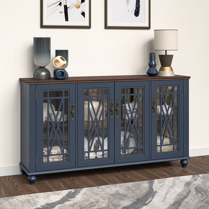 Buffet/meuble d'appoint de cuisine en bois de style vintage - Largeur : 63 pouces