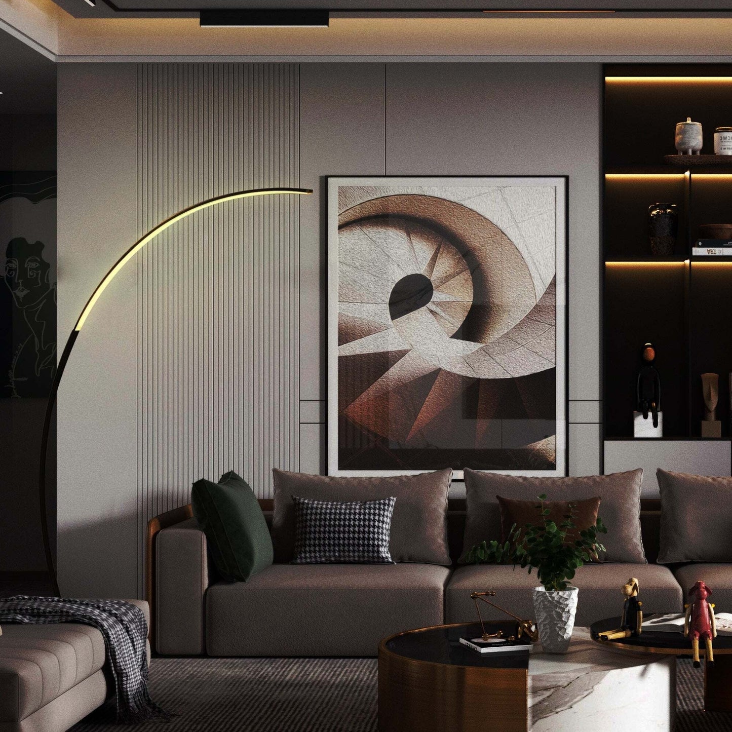 Lampadaire arqué à LED 69 pouces à intensité variable - RGBW - Non disponible