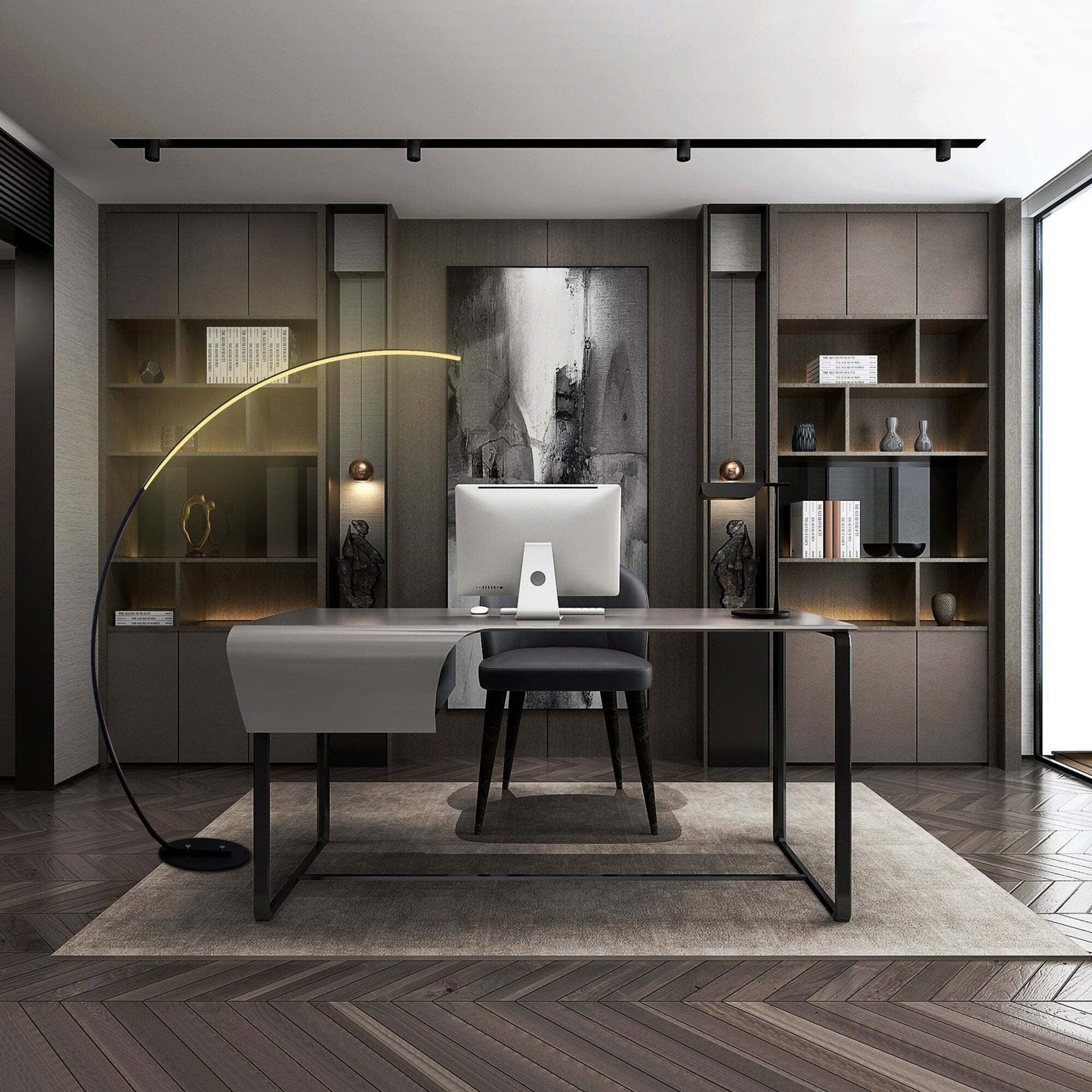 Lampadaire arqué à LED 69 pouces à intensité variable - RGBW - Non disponible