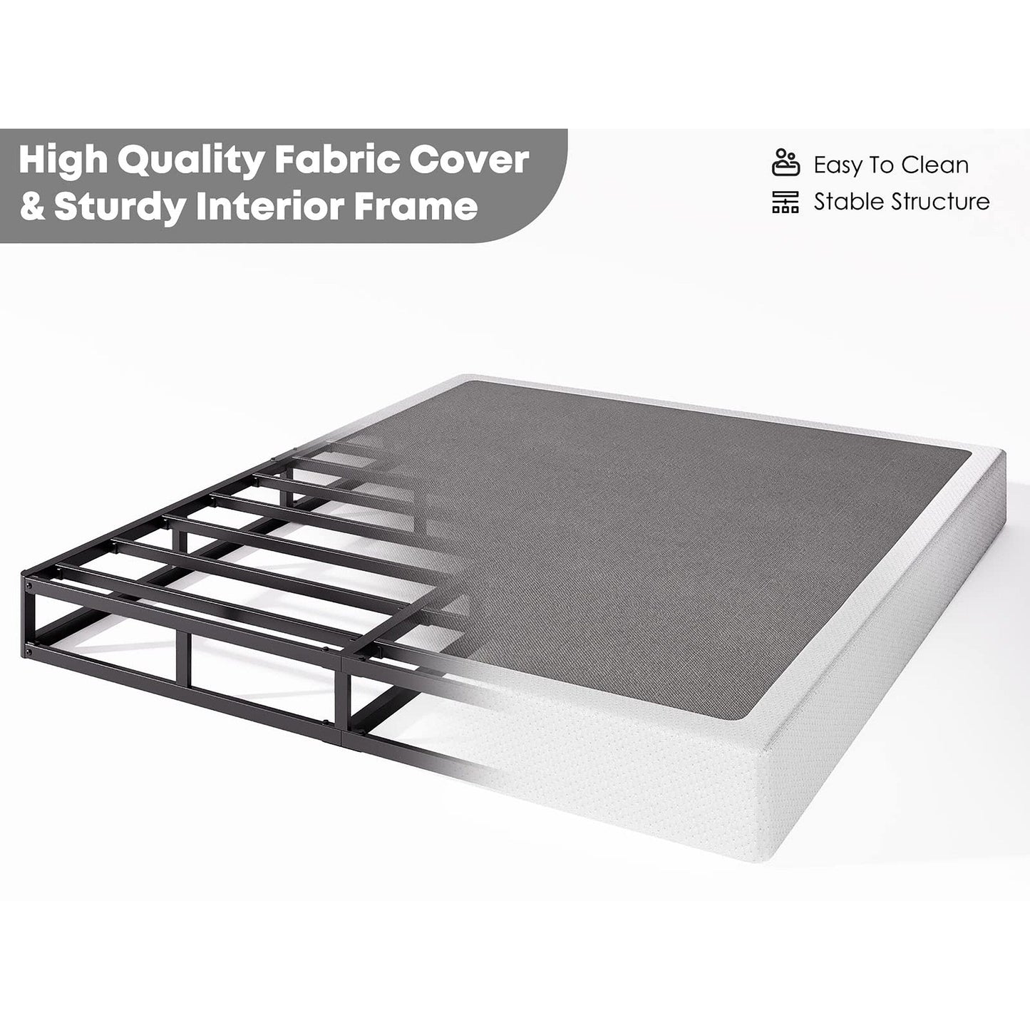 Sommier métallique FSCHOS 7 pouces, base de matelas, sans pieds