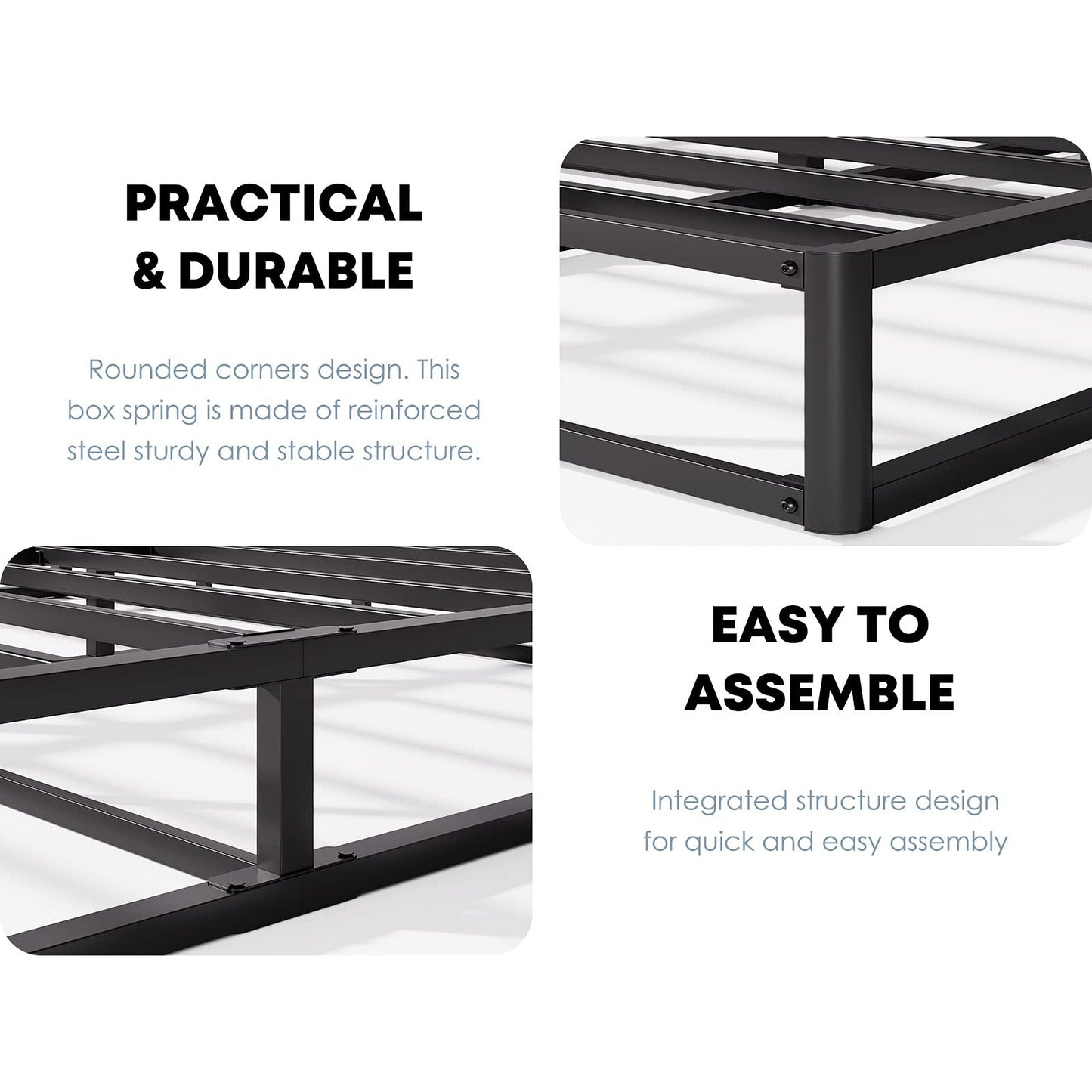 Sommier métallique FSCHOS 7 pouces, base de matelas, sans pieds