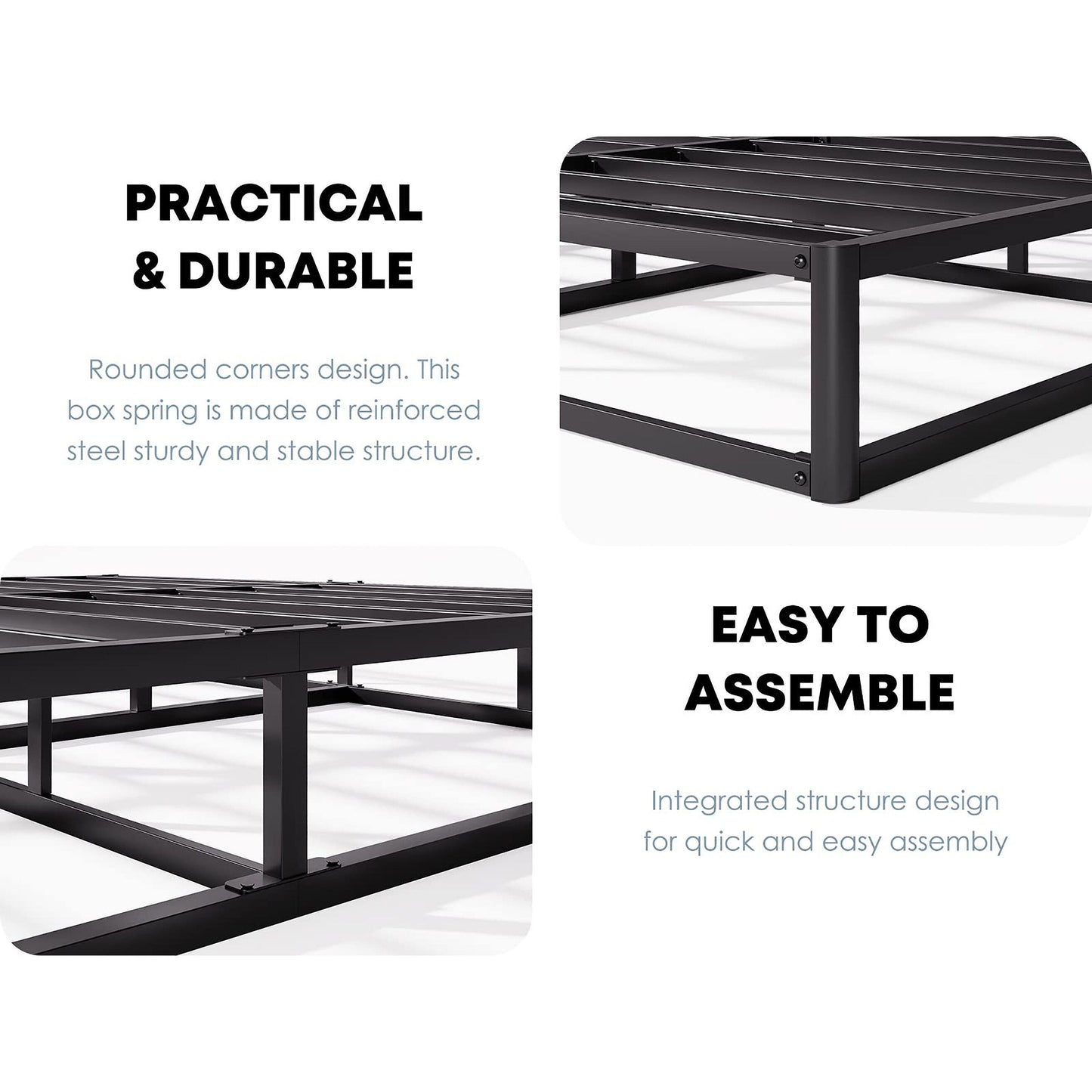 Sommier métallique FSCHOS 7 pouces, base de matelas, sans pieds