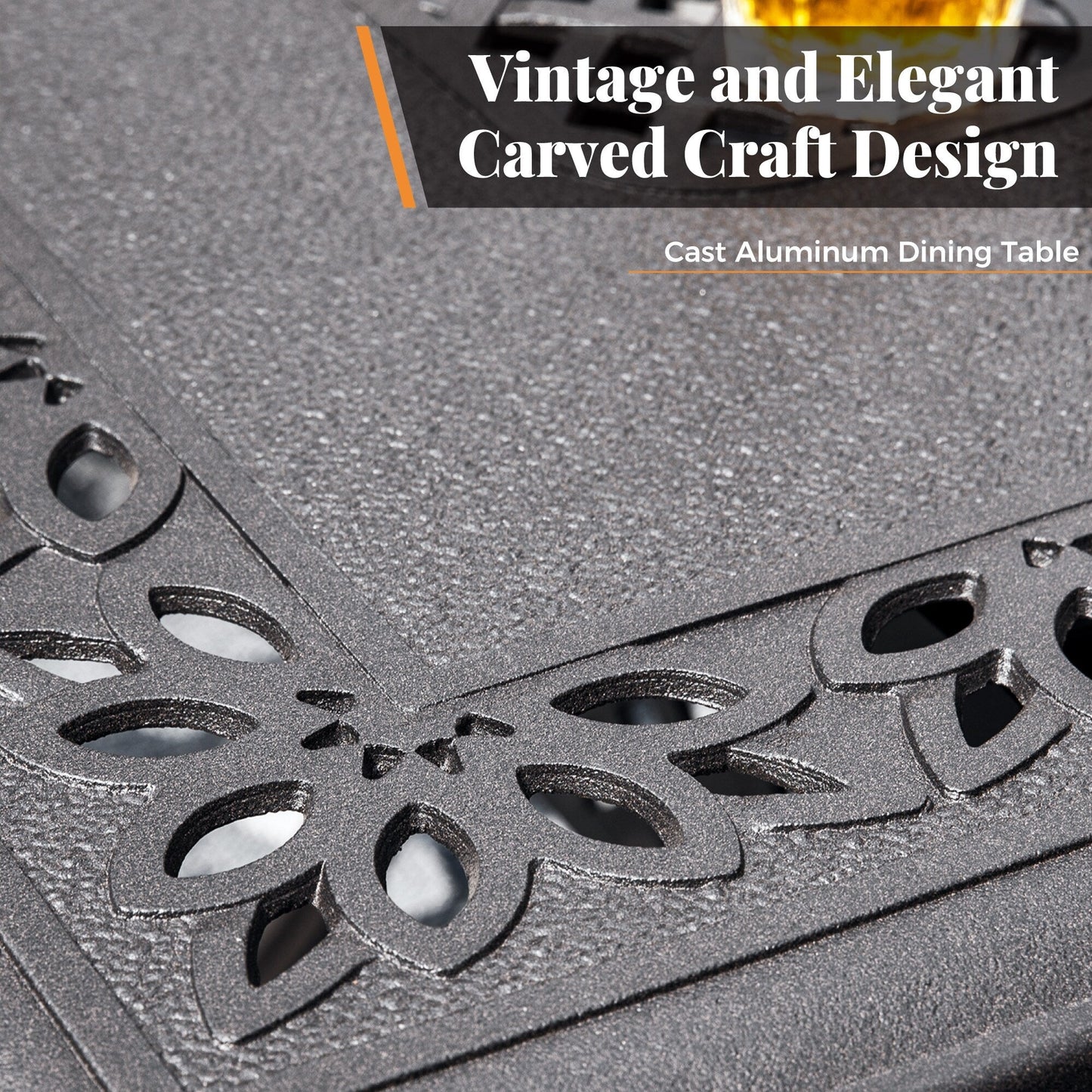 Ensemble de salle à manger d'extérieur MAISON ARTS 7 pièces en fonte d'aluminium avec table rectangulaire extensible et 6 chaises en fonte d'aluminium