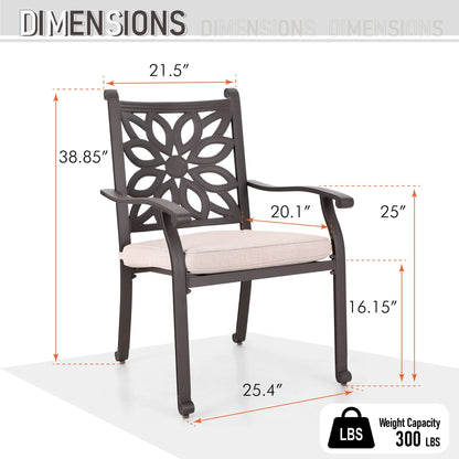 Ensemble de salle à manger d'extérieur MAISON ARTS 7 pièces en fonte d'aluminium avec table rectangulaire extensible et 6 chaises en fonte d'aluminium