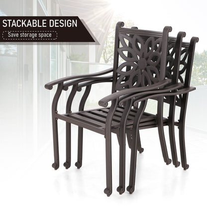 Ensemble de salle à manger d'extérieur MAISON ARTS 7 pièces en fonte d'aluminium avec table rectangulaire extensible et 6 chaises en fonte d'aluminium