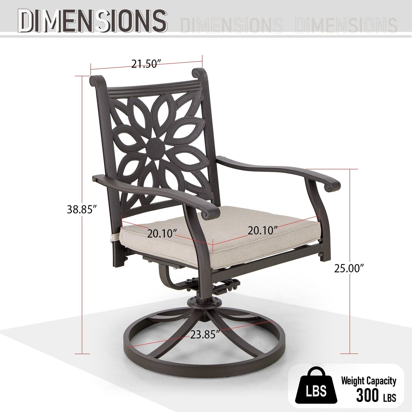 Ensemble de salle à manger d'extérieur MAISON ARTS 7 pièces en fonte d'aluminium avec table rectangulaire extensible et 6 chaises en fonte d'aluminium