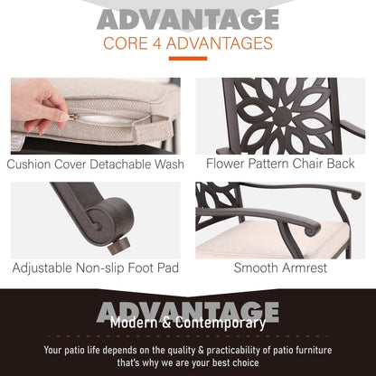 Ensemble de salle à manger d'extérieur MAISON ARTS 7 pièces en fonte d'aluminium avec table rectangulaire extensible et 6 chaises en fonte d'aluminium