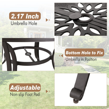 Ensemble de salle à manger/terrasse MAISON ARTS en aluminium moulé avec table ronde et 6 chaises de terrasse en aluminium moulé